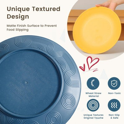  Itopfox 40-Piece Premium Wheat Straw Dinnerware Set, Service For 8, Unbreakable Plates & Bowls, Dishwasher & Microwave Safe, Eco-Friendly Kitchenware