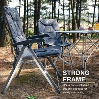  EVER ADVANCED Folding Padded Camping Chair 4 Positon Adjustable Recliner With High Back Support Portable For Adults, 300lbs Weight Capacity