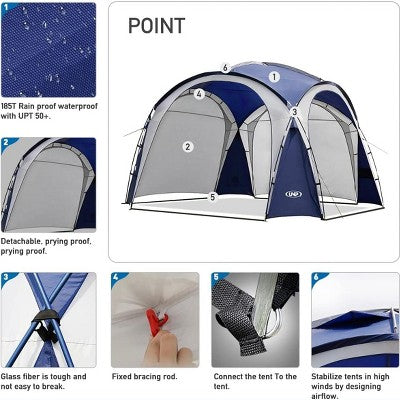  Anybear Easy Beach Tent Pop Up Canopy UPF50+ With Side Wall For Camping 12x12FT