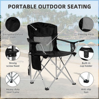  Gulches Portable Outdoor Camping Chair - Foldable With Armrests, Cup Holder & Carrying Bag, Great For Camping, Beach & More