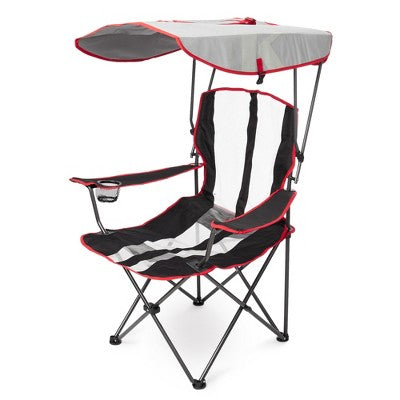  Kelsyus Premium Portable Camping Folding Outdoor Lawn Chair W/ 50+ UPF Canopy, Cup Holder, & Carry Strap, For Sports, Beach, Lake, Blue/Black (2 Pack)