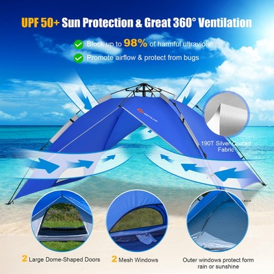  Costway 4 Person Instant Pop-up Camping Tent 2-in-1 Double-Layer Waterproof Tent