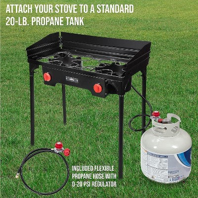  Hike Crew Double-Burner Camping Stove, Portable Propane Stovetop