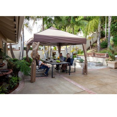  Z- Shade 12 X 12 Foot Lawn, Garden, And Outdoor Event Portable Canopy Tent With Stylish Skirts, Rolling Bag, And Reliable Stake Kit, Tan