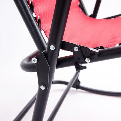  Costway Folding Zero Gravity Rocking Chair Rocker Porch Outdoor Patio Headrest Red