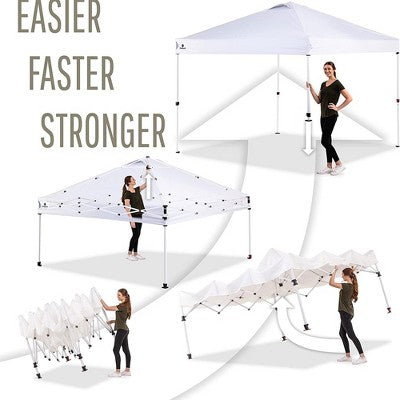  OneTouch 1010COM 10 Foot X 10 Foot Instant Event Canopy Tent With Durable Rail Bars, Center Lock Technology, And A Shaded Sidewall Panel, White