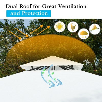  Costway 2 Tier 10'x10' Patio Gazebo Canopy Tent Steel Frame Shelter Awning W/Side Walls