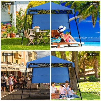  Costway 7x7 FT Slant Leg Pop-up Canopy Tent Shelter Adjustable Portable Carry Bag
