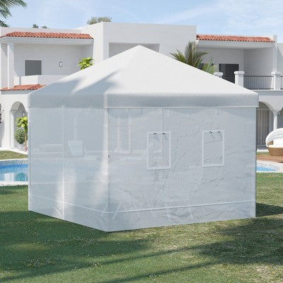  Outsunny Canopy Screen Walls, Replacement Netting With 6 Service Windows And 1 Door, For 10' X 10' Canopy Tent, White