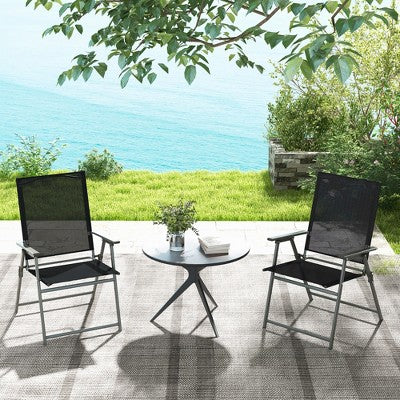  Tangkula 4PCS Patio Portable Metal Folding Chairs Dining Chair Set Poolside Garden