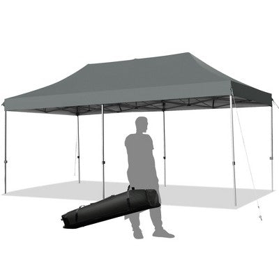  Costway 10'x20' Pop Up Canopy Tent Folding Heavy Duty Sun Shelter Adjustable W/Bag