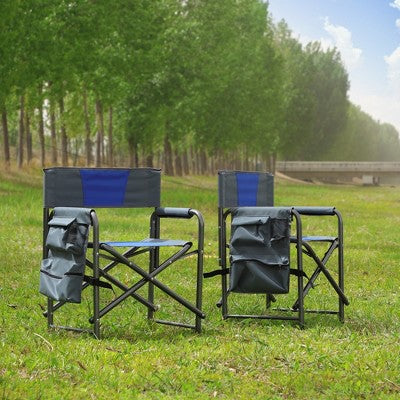  Sevobal Outdoor Portable Chairs 2PCS Padded Folding Chair Set With Storage Pockets For Patio Garden Poolside Camping, Multicolored, 23.62"*16.9"*29.5"