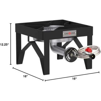  GasOne 200K BTU Propane Burner Heavy-Duty Outdoor Burner With Adjustable 0-20Psi Regulator And Steel Braided Hose For Home Brewing, Turkey Fry