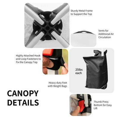  Tangkula 6.6’ X 6.6’ Pop-up Canopy Tent Outdoor Camping Sun Shelter W/ Portable Roller Bag & 4 Weight Bags Blue/ White/ Grey