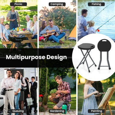  Tangkula 3PCS 18"H Folding Stool Portable & Foldable Camping Chair W/ Built-in Handle
