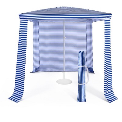 Costway 6.6' X 6.6' Foldable Beach Cabana Easy-Setup Beach Canopy W/ Carry Bag Navy\Blue