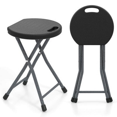  Tangkula 3PCS 18"H Folding Stool Portable & Foldable Camping Chair W/ Built-in Handle