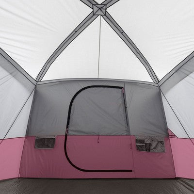  CORE Spacious 11-Person Family Outdoor Camping Cabin Tent With Screen Room, Rain Fly, Ground Stakes, And Carrying Bag, Wine (3 Pack)