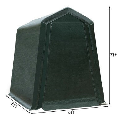  Costway 6'x8' Patio Tent Carport Storage Shelter Shed Car Canopy Heavy Duty Green