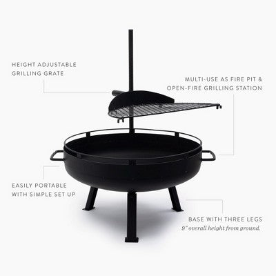  Barebones Black COWBOY FIRE PIT GRILL - 23"