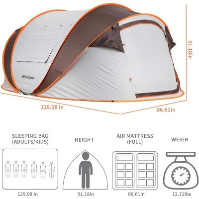  Acoinel Camping Instant Pop Up Tent, 4/6/8 Person, Water Resistant Dome, Easy Setup For Camping Hiking And Outdoor