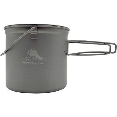  TOAKS 1100ml Titanium Camping Cooking Pot With Bail Handle And Lockable Lid
