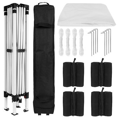  Emma And Oliver 10'x10' Weather Resistant, UV Coated Pop Up Canopy Tent With Sandbags And Wheeled Case