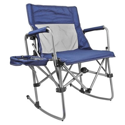  Zenithen Rocking Director Folding Chair With Side Table, Navy Blue