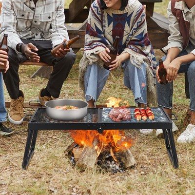  VEVOR Folding Campfire Grill, Heavy Duty Steel Mesh Grate, 22.4" Portable Camping Grates Over Fire Pit, Camp Fire Cooking Equipment
