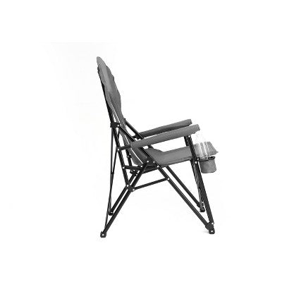  DOMETOUR High Back Heavy Duty Lawn Chair Support 250LBS, Portable Collapsible Chair With Cup Holder -Grey