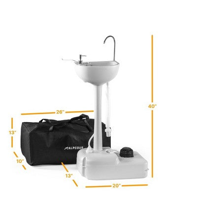  Alpcour 17L Portable Camping Sink – Foot Pump Operated Hygiene Station With Towel Rack And Soap Dispenser