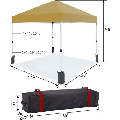  Outdoor Tent, Portable Coating Tent 10 X 10 Ft, Picnic Tent, Folding Canopy Tent With Hand Bag, Waterproof Windproof UV Protection Tent, Khaki