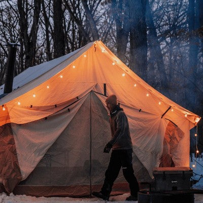  White Duck Alpha Canvas Wall Tent With Stove Jack & Frame, 4-Season Water Repellent Camping Tent, DYNA DUCK Fabric