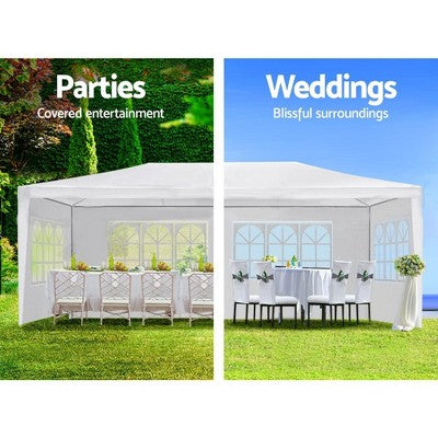  10'x30' Party Tent, Outdoor Wedding Tents With 8 Removable Sidewalls, Gazebo Shelter For Parties, Waterproof Canopy Tents, BBQ Events Tent, White