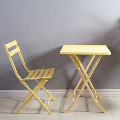  3 Piece Patio Bistro Set Of Foldable Square Table And Chairs, Yellow