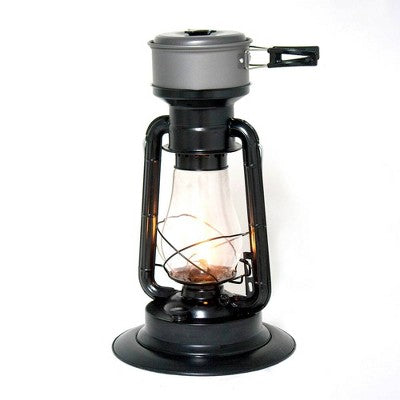  Lehman's Rayo Heater Cooker Emergency Lantern, Non-Electric Fuel Lamp With Cooking Pot For Camping Or Emergencies, 10-12 Hour Burn, Black, 15"