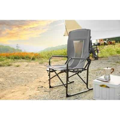  QingMoon Camping Directors Chair, Portable Folding Camping Chair With Side Table, Pocket & Cup Holder For Beach, Fishing & Outdoor Trips
