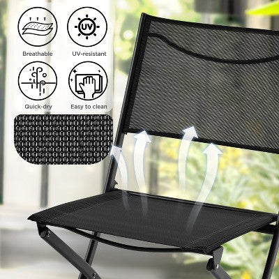  Yaheetech Set Of 4 Folding Dining Chairs With Backrests For Garden/ Lawn/ Porch/ Backyard Pool