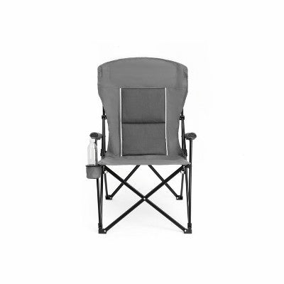  DOMETOUR High Back Heavy Duty Lawn Chair Support 250LBS, Portable Collapsible Chair With Cup Holder -Grey