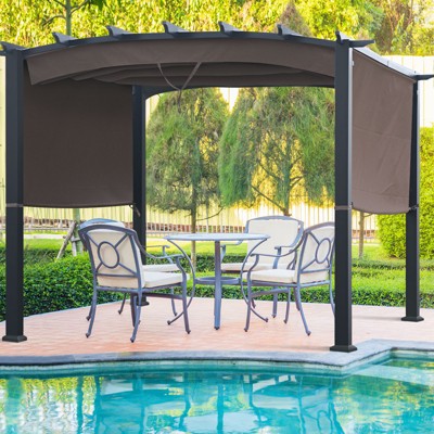  Tangkula Outdoor Retractable Pergola 10 X 10ft Patio Pergola Gazebo Sun Shade Shelter Canopy W/Heavy Duty Steel Frame For Beach