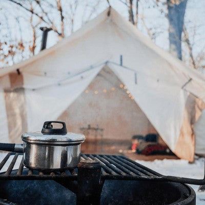  White Duck Alpha Canvas Wall Tent With Stove Jack & Frame, 4-Season Water Repellent Camping Tent, DYNA DUCK Fabric