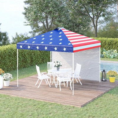  Outsunny 10' X 10' Pop Up Canopy Tent With 1 Sidewall, Carry Bag, Adjustable Height, Instant Shelter Tent For Backyard, Garden, And Patio
