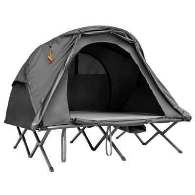  Tangkula 2-Person Folding Camping Tent Cot Outdoor Elevated Tent W/External Cover Green/Gray