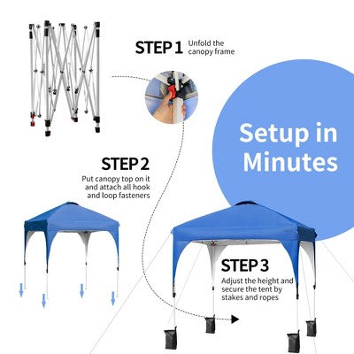  Costway 6.6x6.6 FT Pop Up Canopy Tent Shelter Height Adjustable W/ Roller Bag