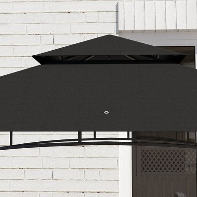  Aghana Digitals Dark Gray 2-Tier BBQ Grill Gazebo With 2 Side Shelves, Storage Baskets, Ceiling