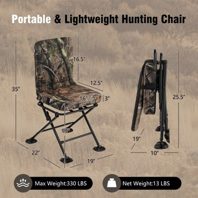  Costway Folding Silent Swivel Blind 360°Swivel Hunting Chair W/All-terrain Foot Pads