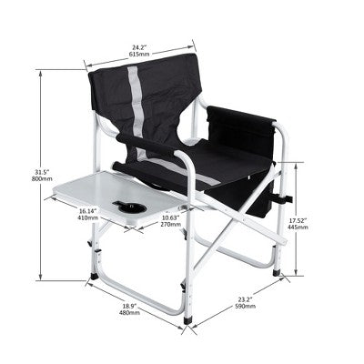  1/2 PCS Padded Folding Outdoor Chair With Side Table & Storage Pockets, Lightweight Directors Chair Camp Chairs - ModernLuxe