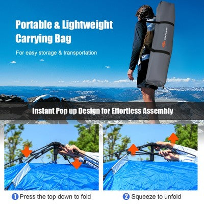  Costway 4 Person Instant Pop-up Camping Tent 2-in-1 Double-Layer Waterproof Tent