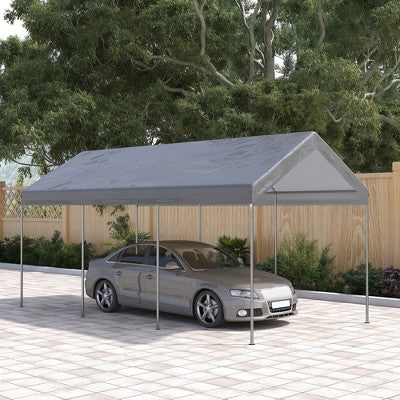  Outsunny 10' X 20' Carport, Portable Garage & Patio Canopy Tent, Adjustable Height, Anti-UV Cover For Car, Truck, Boat, Catering, Wedding