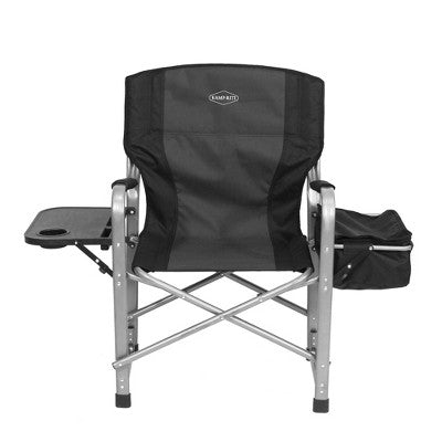 Kamp-Rite Portable Folding Director's Chair With Cooler, Side Table & Cup Holder For Camping, Tailgating, And Sports, 350 LB Capacity